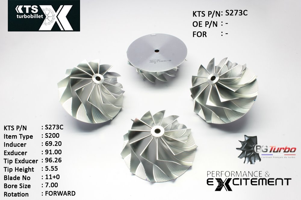Turbo ROUE FORGÉE MFS PERFORMANCE - 11+0 PALES - INDUCER : 69,2 - EXDUCER : 91 - TYPE : S200ANGLE : 45° - ROTATION : Forward - SUPER BACK : 0 - BORE SIZE : 7
